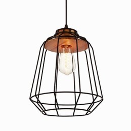 Suspension en fer avec cage en bois