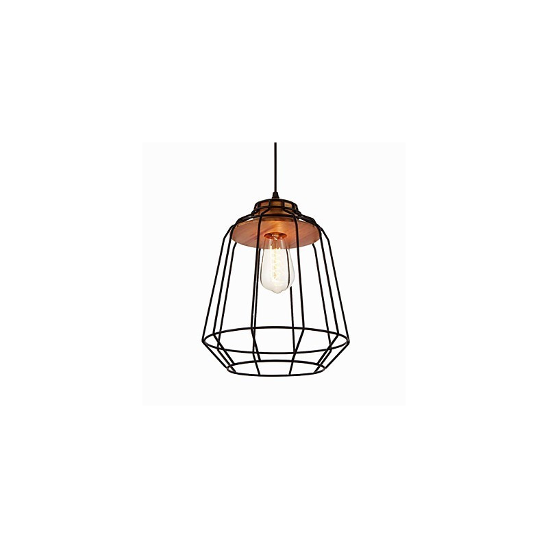 Suspension en fer avec cage en bois
