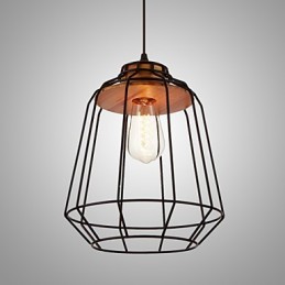 Suspension en fer avec cage en bois