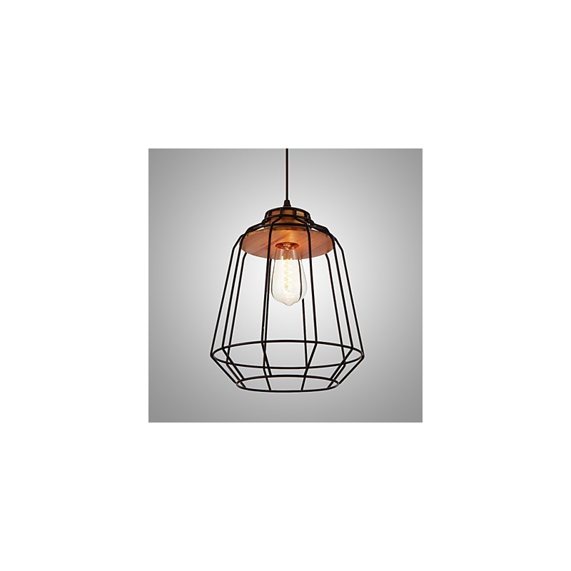 Suspension en fer avec cage en bois