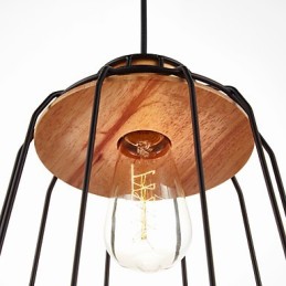 Suspension en fer avec cage en bois