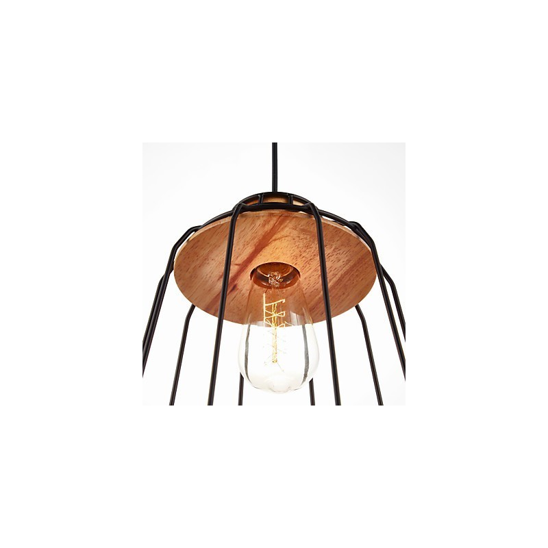 Suspension en fer avec cage en bois