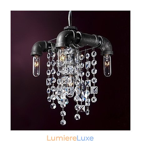 Suspension à 5 lumières de style nord-américain, design tubulaire Suspension à 5 lumières de style nord-américain, design tubulaire