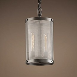 Suspension à 2 lumières avec abat-jour transparent