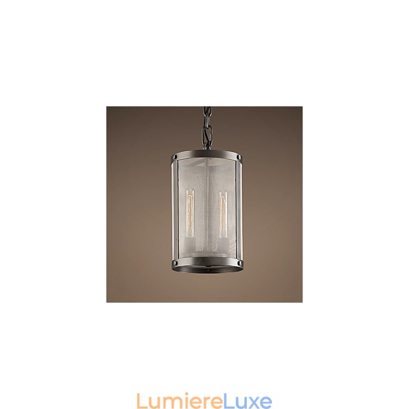 Suspension à 2 lumières avec abat-jour transparent