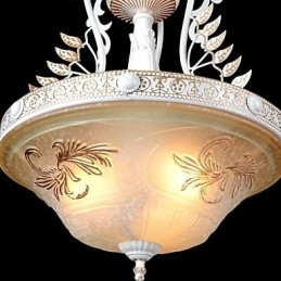 Suspension blanche à trois lumières avec abat-jour en verre doré à la main, style rétro européen classique