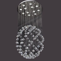 Plafonnier moderne contemporain en métal chromé et cristal
