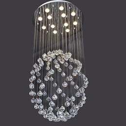 Plafonnier moderne contemporain en métal chromé et cristal