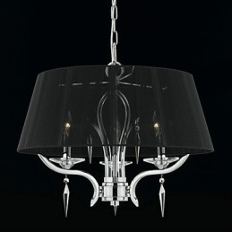Lustre en cristal élégant à 3 lumières avec abat-jour noir