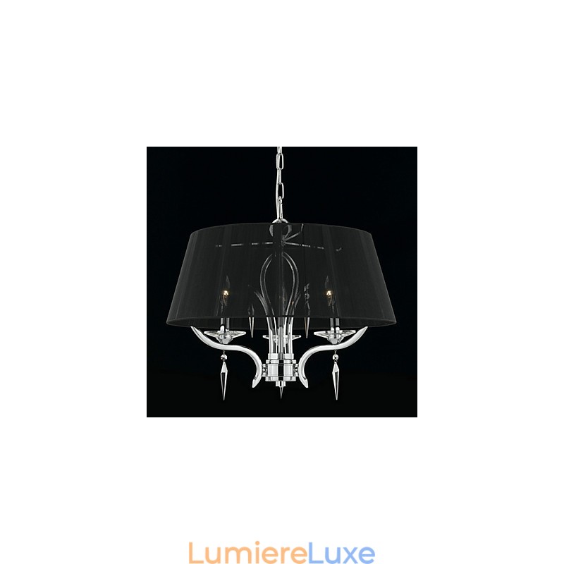 Lustre en cristal élégant à 3 lumières avec abat-jour noir