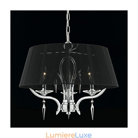 Lustre en cristal élégant à 3 lumières avec abat-jour noir Lustre en cristal élégant à 3 lumières avec abat-jour noir