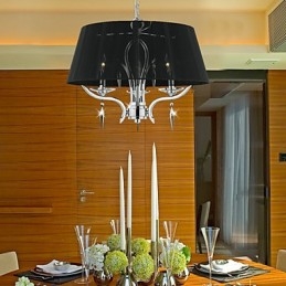 Lustre en cristal élégant à 3 lumières avec abat-jour noir