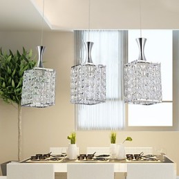 Lustre suspendu à 3 lumières avec cadre en métal et cristal K9, ampoule incluse