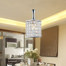 Lustre suspendu à 3 lumières avec cadre en métal et cristal K9, ampoule incluse