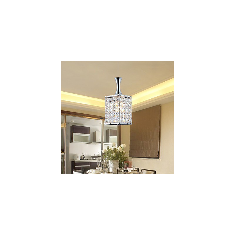 Lustre suspendu à 3 lumières avec cadre en métal et cristal K9, ampoule incluse