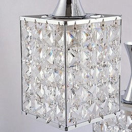 Lustre suspendu à 3 lumières avec cadre en métal et cristal K9, ampoule incluse