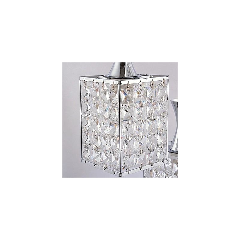 Lustre suspendu à 3 lumières avec cadre en métal et cristal K9, ampoule incluse