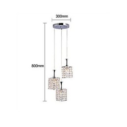 Lustre suspendu à 3 lumières avec cadre en métal et cristal K9, ampoule incluse