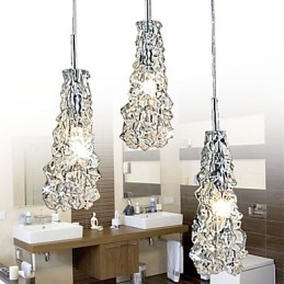 Lustre 3 lumières en verre transparent classique Tradition