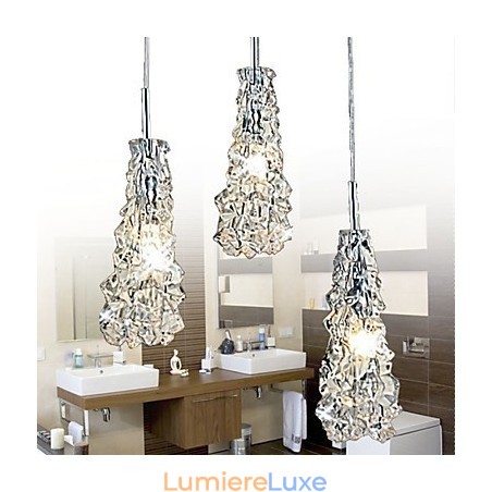 Lustre 3 lumières en verre transparent classique Tradition Lustre 3 lumières en verre transparent classique Tradition
