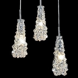 Lustre 3 lumières en verre transparent classique Tradition