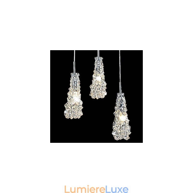Lustre 3 lumières en verre transparent classique Tradition