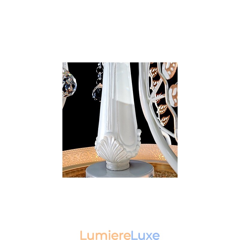 Suspension blanche à deux lumières, abat-jour en verre à motif doré à la main, style rétro européen classique
