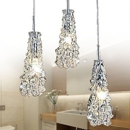 Lustre 3 lumières en verre transparent classique Tradition