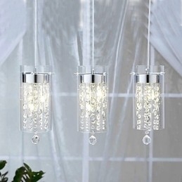 Suspension artistique en cristal avec abat-jour en verre et culot d'ampoule G4