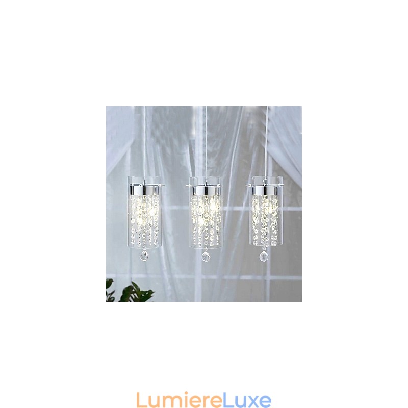 Suspension artistique en cristal avec abat-jour en verre et culot d'ampoule G4