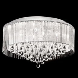 Élégante suspension en cristal à 8 lumières avec abat-jour cylindrique