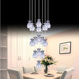 Restaurant 15 Tête De Moderne Simple Pendentif En Cristal Pendentif
