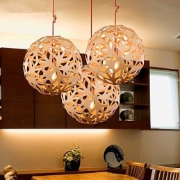 Lustre Mini Style Lanterne Bois Bambou