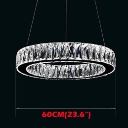 Lustre en cristal K9 à anneaux simples, luminaires de plafond d'intérieur modernes de grande taille