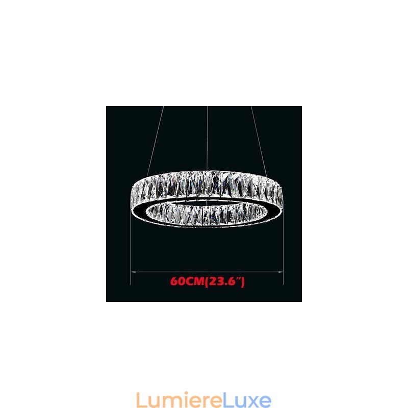 Lustre en cristal K9 à anneaux simples, luminaires de plafond d'intérieur modernes de grande taille