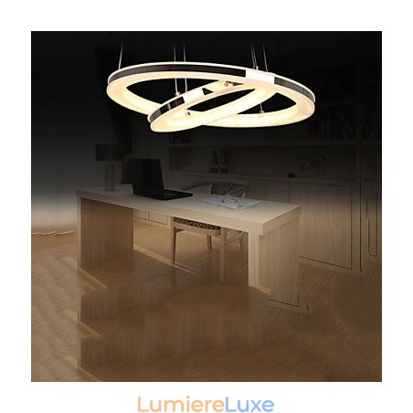 Lustre rond suspendu en acrylique avec 2 anneaux Lustre rond suspendu en acrylique avec 2 anneaux