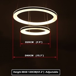 Lustre rond suspendu en acrylique avec 2 anneaux