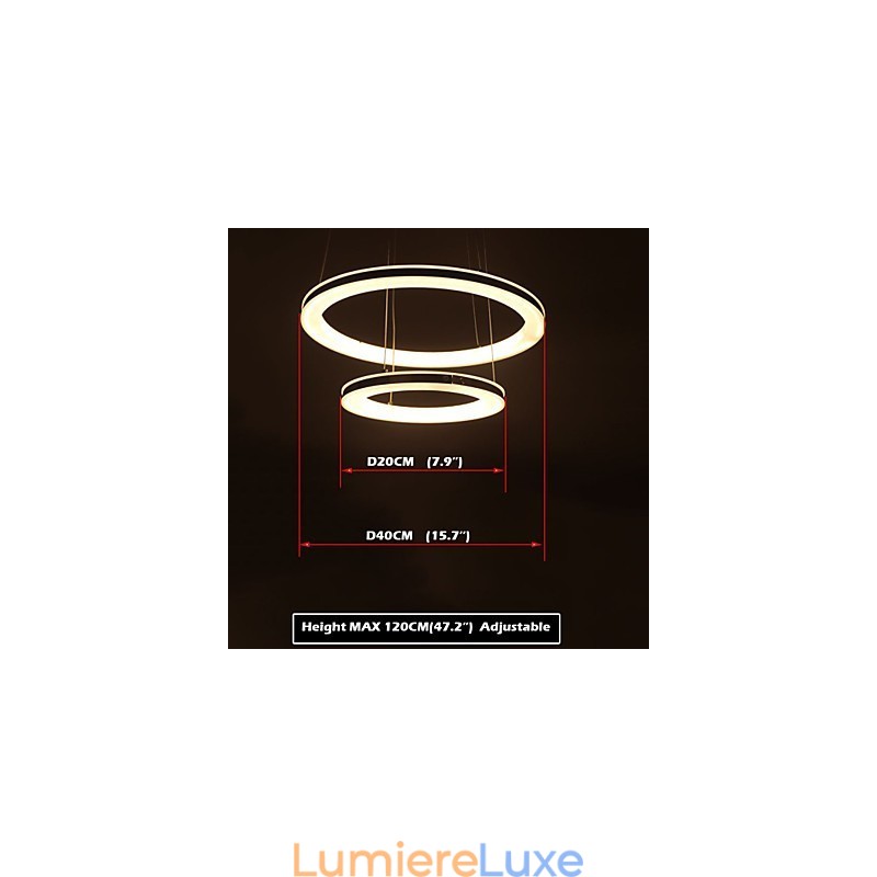 Lustre rond suspendu en acrylique avec 2 anneaux