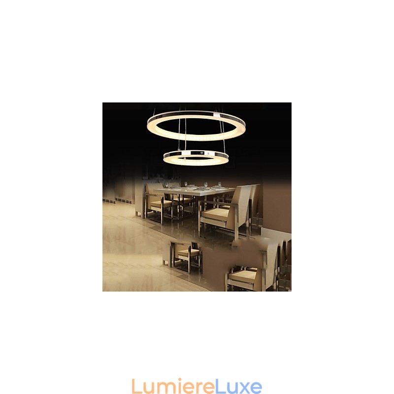 Lustre rond suspendu en acrylique avec 2 anneaux