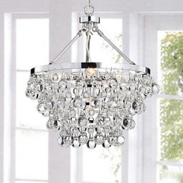 Lustre traditionnel classique en cristal et métal chromé