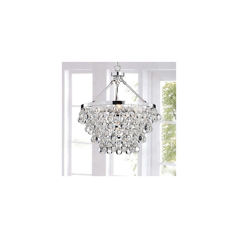 Lustre traditionnel classique en cristal et métal chromé