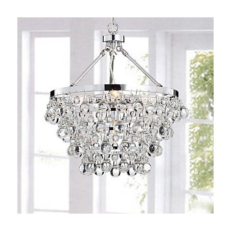 Lustre traditionnel classique en cristal et métal chromé Lustre traditionnel classique en cristal et métal chromé
