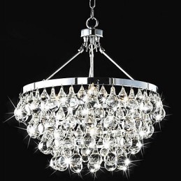 Lustre traditionnel classique en cristal et métal chromé