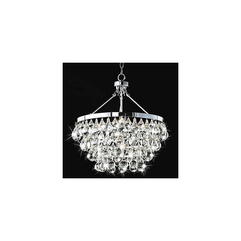 Lustre traditionnel classique en cristal et métal chromé