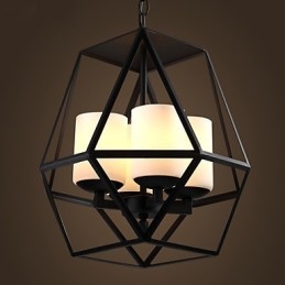 Lustre moderne en fer noir vintage Americange de haut niveau, lustre à 4 lumières