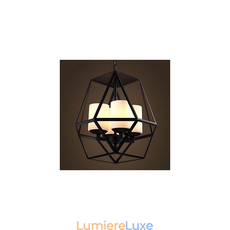 Lustre moderne en fer noir vintage Americange de haut niveau, lustre à 4 lumières