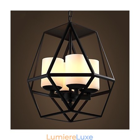 Lustre moderne en fer noir vintage Americange de haut niveau, lustre à 4 lumières Lustre moderne en fer noir vintage Americange de haut niveau, lustre à 4 lumières