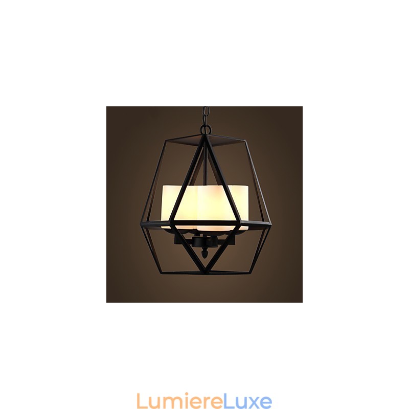 Lustre moderne en fer noir vintage Americange de haut niveau, lustre à 4 lumières