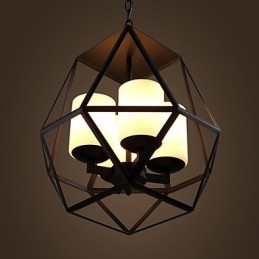 Lustre moderne en fer noir vintage Americange de haut niveau, lustre à 4 lumières
