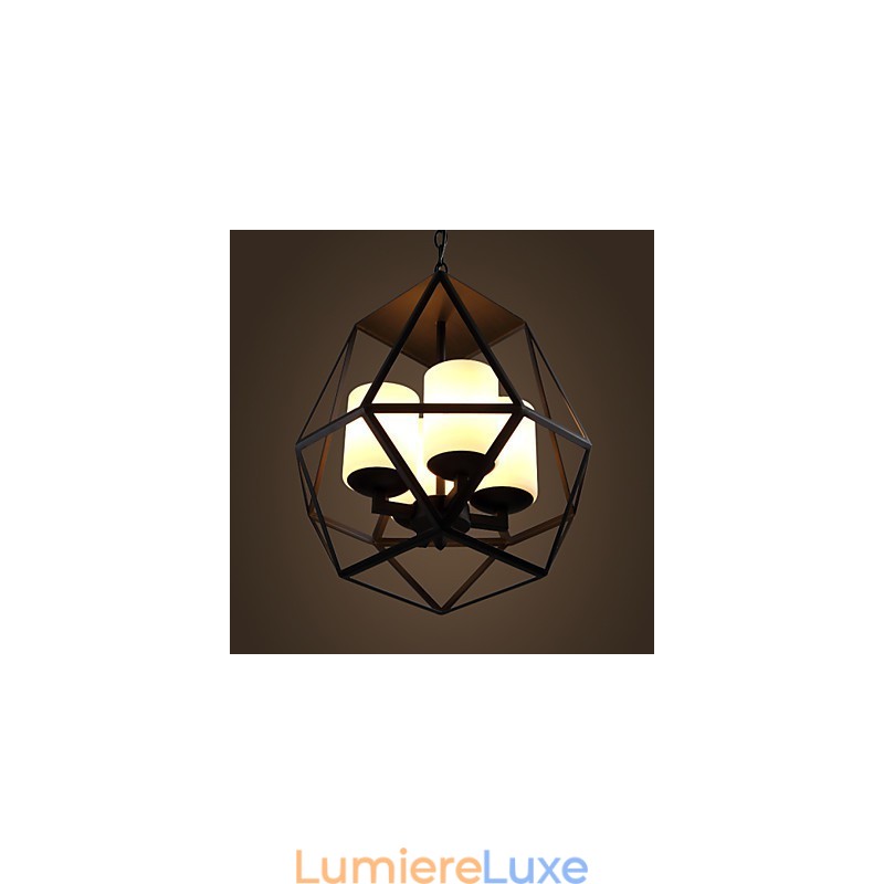 Lustre moderne en fer noir vintage Americange de haut niveau, lustre à 4 lumières